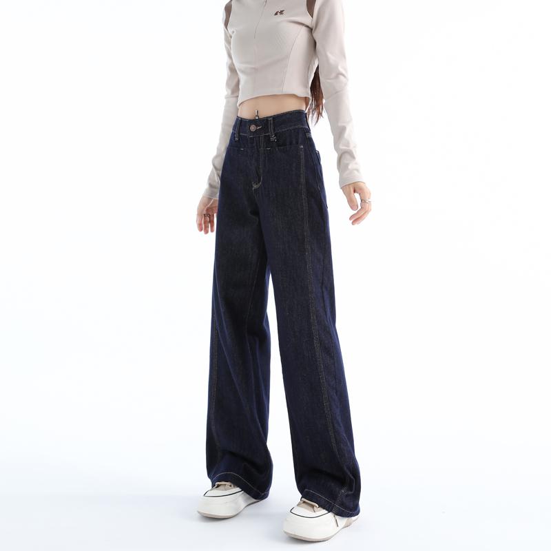 ootd! 時尚新寵~｜丹寧色寬鬆闊腿牛仔褲女垂感慵懶顯瘦