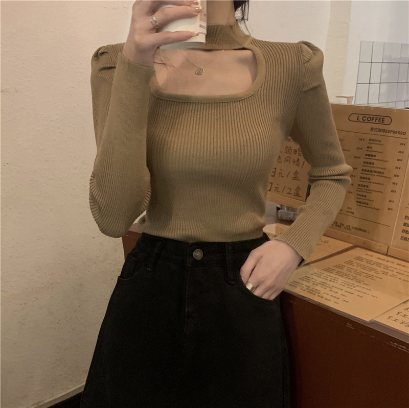 Real price real price autumn and winter new hollow design sense bottoming temperament knitted sweater sweater
