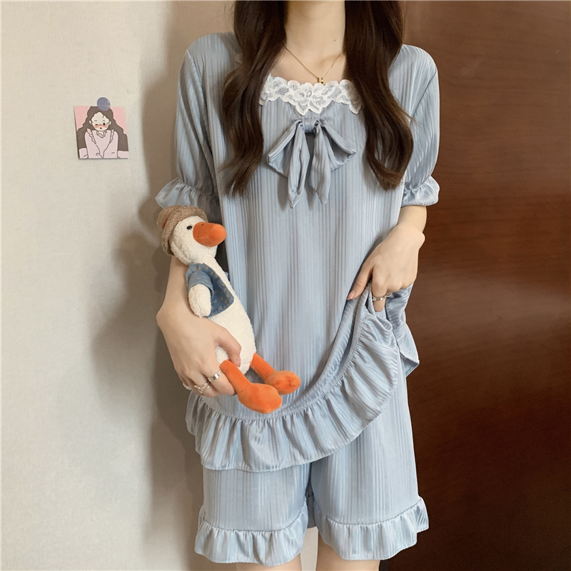 Real auction real price ~ 2022 new versatile lazy style loose home pajamas two-piece set for women