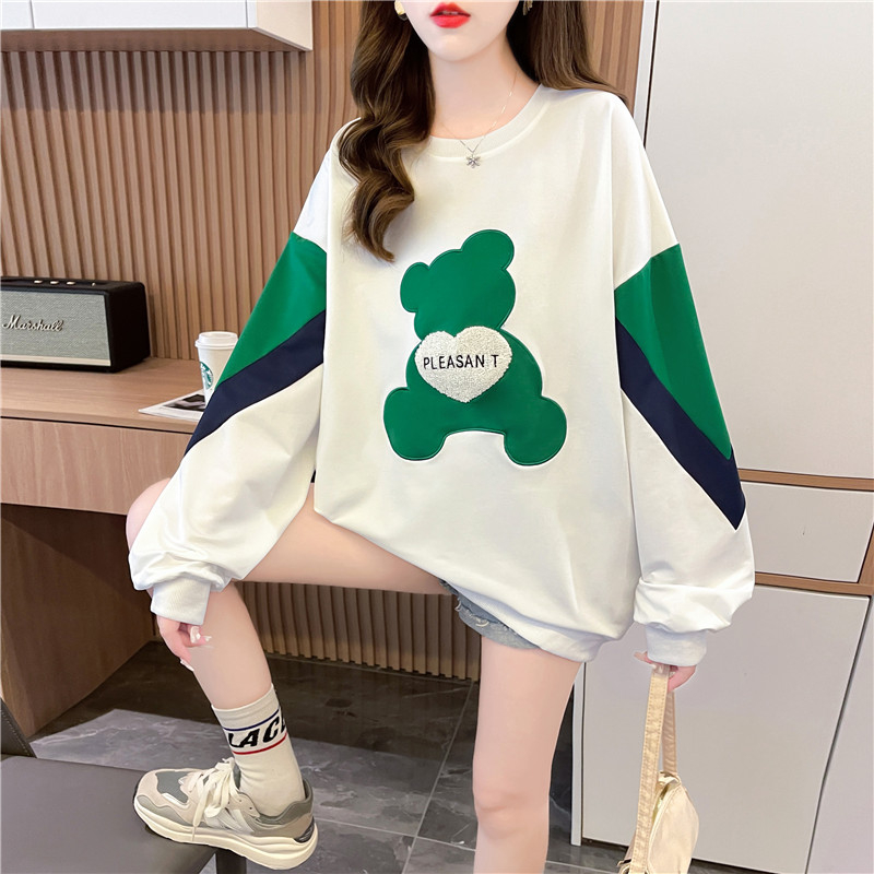 Real shot color matching cartoon embroidery design sense niche sweater female loose Korean version spring and autumn thin top tide jacket