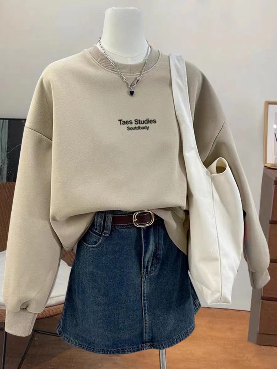 Thin cotton milk silk plus warm cotton silver fox fur round neck printed women's couple quality sweater