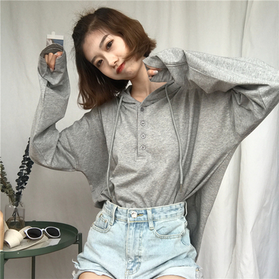 2020 Korean fashion versatile hooded sun proof Shirt Top Women's spring and autumn new long sleeve T-shirt fashion