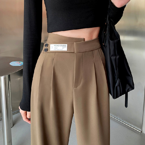 Summer new slim design loose fashion wide leg pants high waist straight tube hanging small sports pants