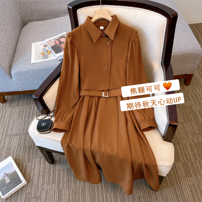 Real shot plus size 2022 autumn new fat sister fashionable high-end slim vest dress temperament two-piece set