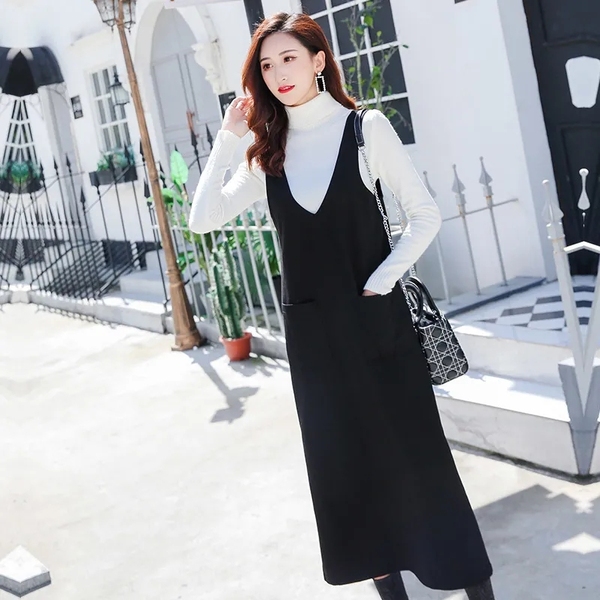 Belly covering age reducing suspender long skirt spring girl 2021 new loose and thin vest skirt Korean sleeveless fat mm dress