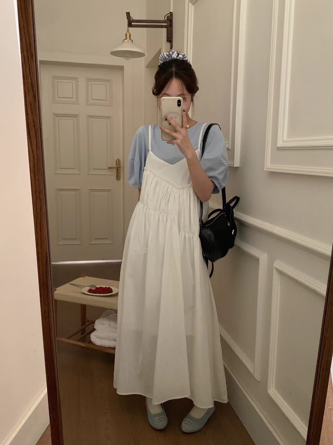 Real shot ~ 2023 Korean spring new Korean style loose splicing long section lazy wind slimming all-match suspender dress