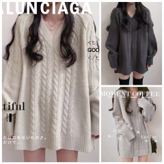 Korean chic autumn and winter mid-length twist sweater skirt women's western style retro solid color all-match missing lower body sweater