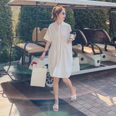 Dress women's summer new Korean version loose and thin Mori series belly covering age reducing super fairy white shirt skirt