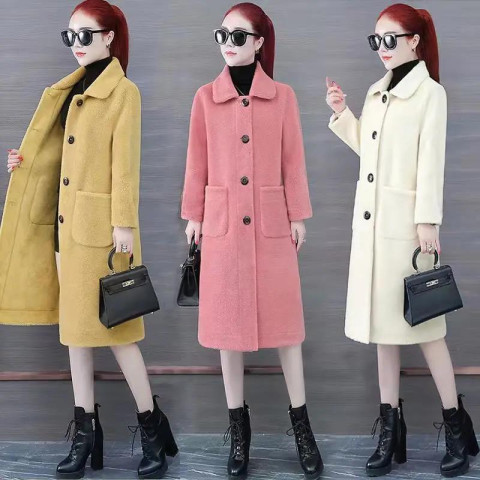 Thickened lamb wool coat women's mid-length 2022 winter new Korean version thin fur all-in-one grain velvet coat