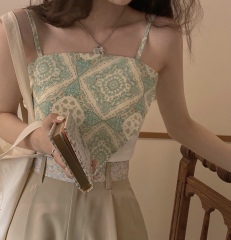 Short style small fresh suspender vest women's summer new Korean design feeling sweet