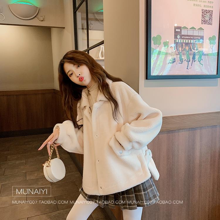Imitation lamb velvet jacket women's winter 2022 new trendy short style small fragrance split one ins coat