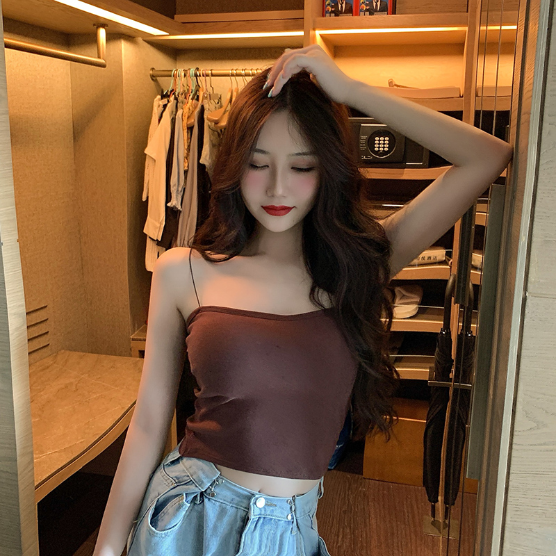 real shot!  net price!  Small camisole design sense niche inner wear beautiful back wrapped chest strap chest pad hot girl top