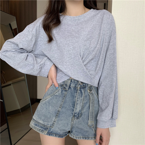Real shot real price new early autumn Korean style kink short loose T-shirt