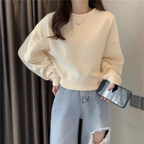 Korean version of the new loose short sweater casual fashion top women's 250g bristle mini