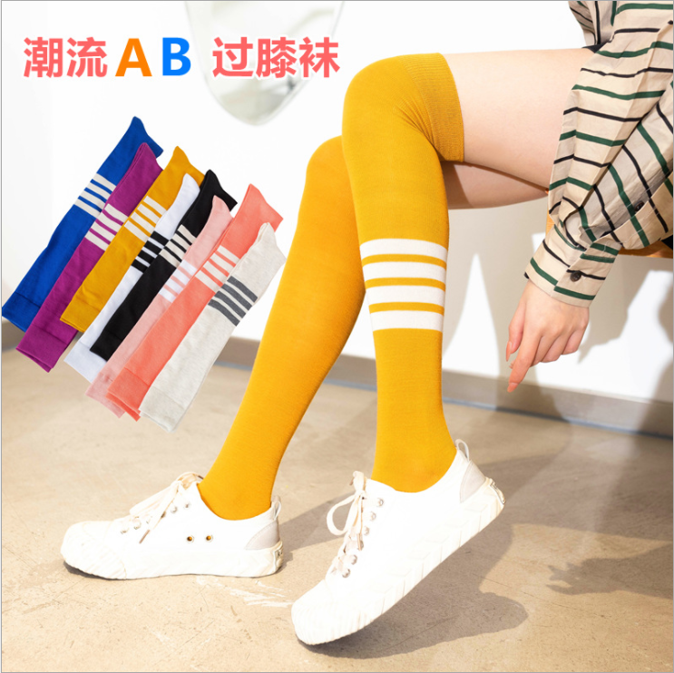 New style over knee socks, trend stockings, street fashion, spring and summer, thin sports, high tube women's cotton socks