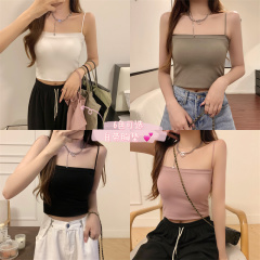 Real shot, no less, small camisole for women, with breast pads for inner wear and outer wear, one-shoulder, beautiful back, bottoming tube top, summer