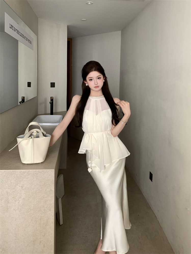 Real shot of mermaid tail dress fake two-piece pure lust temperament gentle style hip-hugging skirt