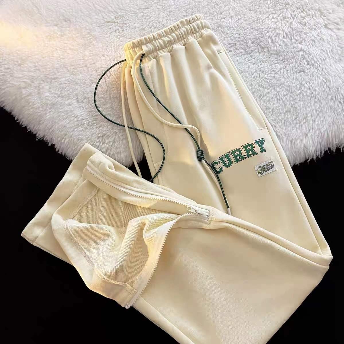 Nersum design sense zipper split sports guard pants women's loose ins fashion brand simple straight vertical casual pants