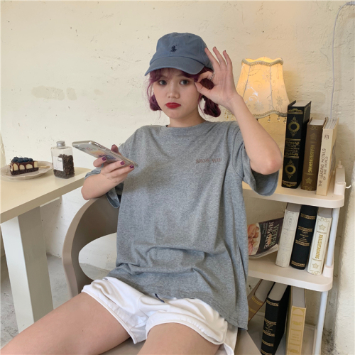 Real photo, real price, multi-color basic model, letter embroidery, round neck, loose tee