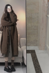 實拍毛衣外穿秋冬韓版復古麻花中長款寬鬆V領長袖針織外套女潮