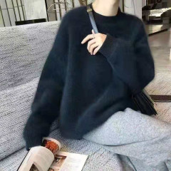 Mink cashmere net red very fairy sweater women 2020 New Retro Hong Kong Style loose, wear lazy style, thickened sleeve