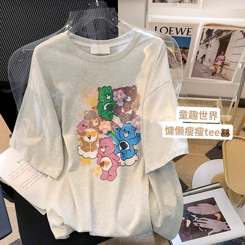Real price pure cotton wrap collar 2023 summer new 200g pure cotton pull shoulder strip pure cotton short-sleeved T-shirt