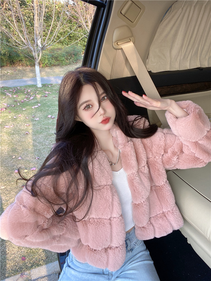 Real auction real price Winter new ladies temperament long-sleeved imitation fur plush loose coat