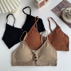 Real shooting, real price, thread wrap chest, strapless, hollow out, breathable, beautiful back, thin breathable suspender vest