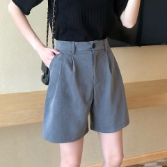 Real price suit straight tube wide leg short with belt