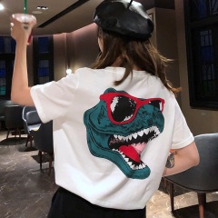Official summer new Korean dinosaur clothes net red short sleeve T-shirt women's Hong Kong Style couple loose top