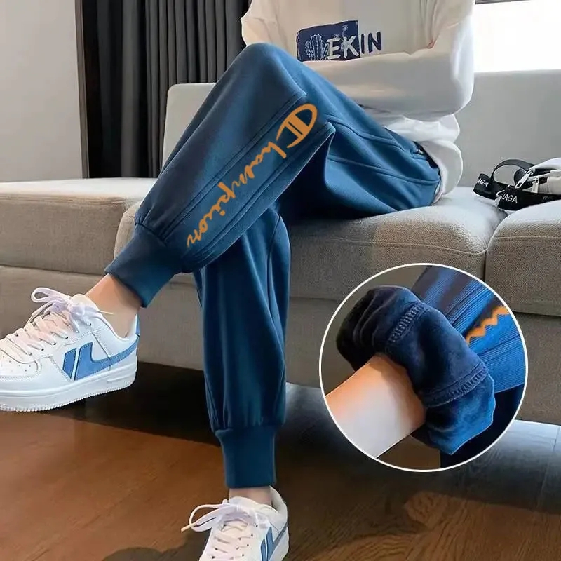 2022 new sports harem pants autumn and winter women's trousers with bunched feet look thin plus velvet thickened loose high waist casual pants