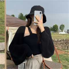 防曬針織開衫外套女春秋薄款寬鬆慵懶風長袖短款外搭上衣