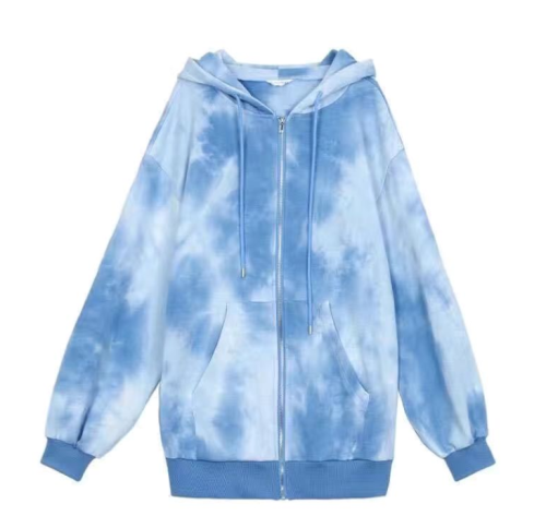 High street style tie dyed women's middle and long sleeve top fashion in autumn 2020