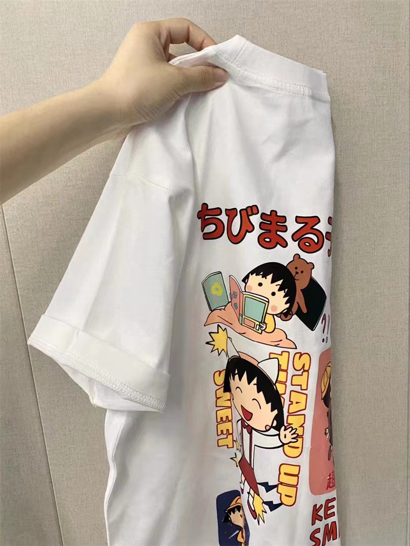 Official picture spring and summer short-sleeved printed T-shirt Four fabrics to choose from Cotton Back collar