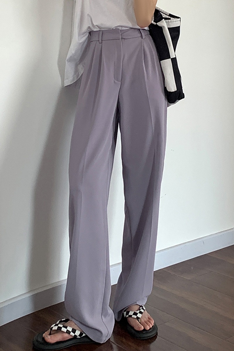 Official picture - summer new Korean version ice wire Velcro suit pants women's high waist straight tube floor dragging pants women