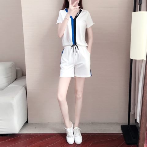 Shorts casual suit women's spring and summer new fashion Korean version loose thin collar foreign style sports two-piece set