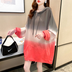 Shooting ~ autumn and winter new Korean version of medium and long tapered hooded long sleeve thin sweater 95 polyester