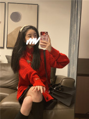 Real shot ox horn button sweater knitted cardigan medium length thickened new Korean version of twist thick line in autumn and winter 2020