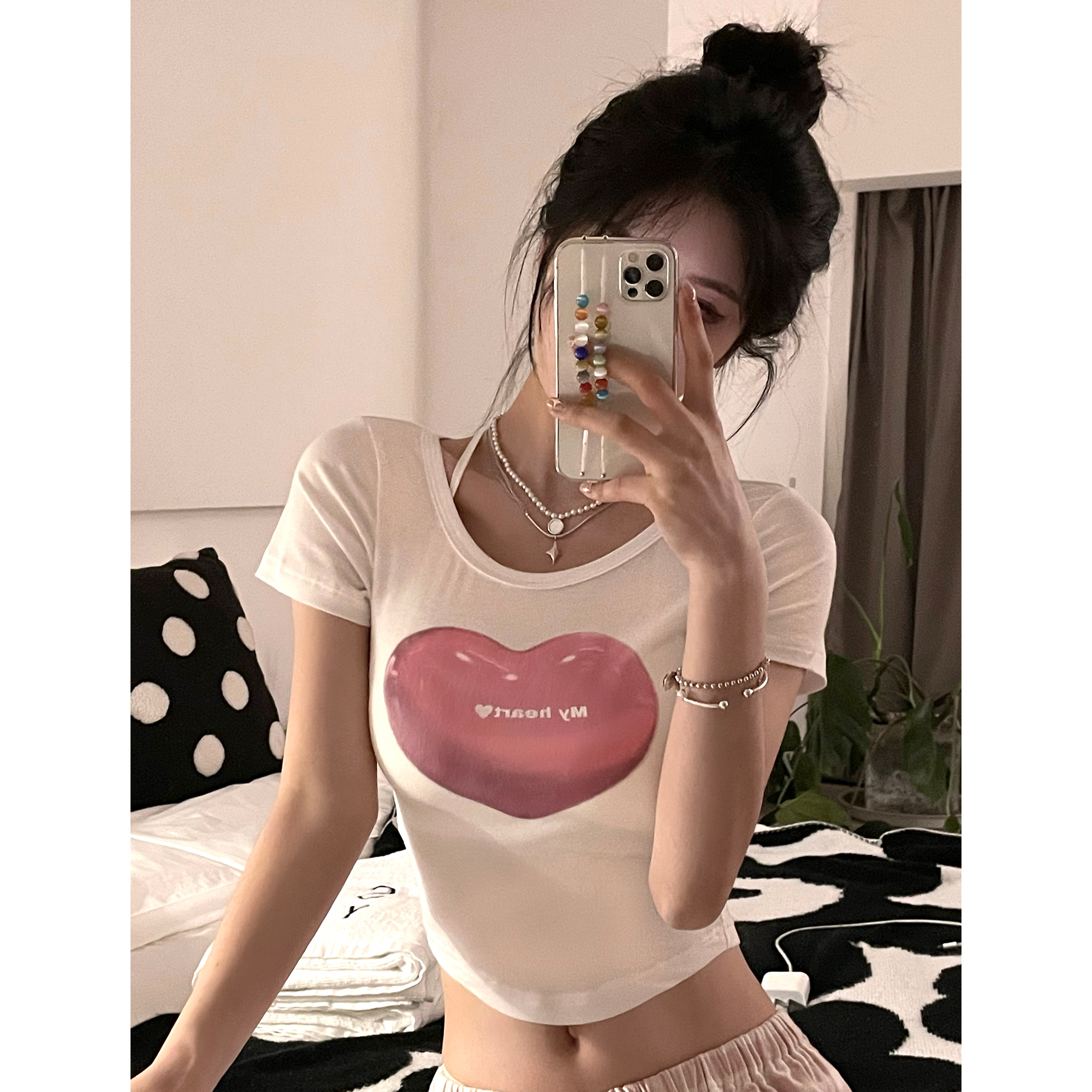 Sweetheart baby love top short with a slim T-shirt in spring and summer