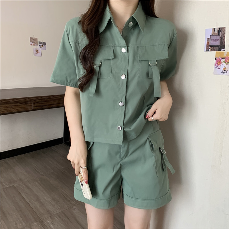 Real Shot Casual Sports Suit Shorts Workwear Two-Piece Set