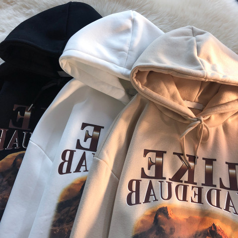 Fleece thickened hooded sweater female student Korean style loose top autumn and winter coat