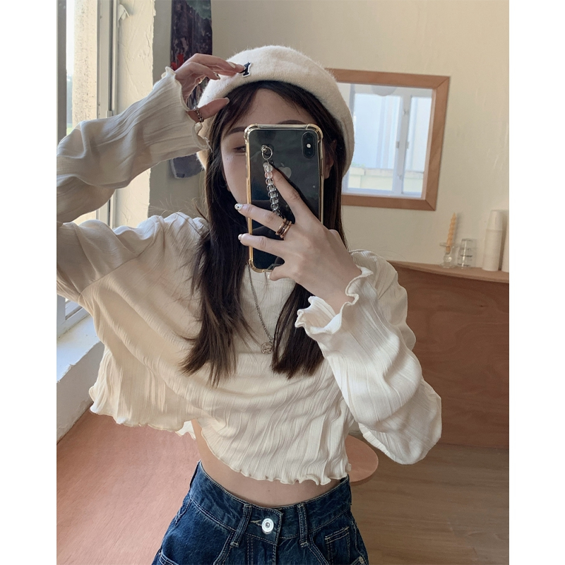 92 polyester fiber 8 spandex short sweet and spicy T-shirt women's early autumn 2022 autumn new