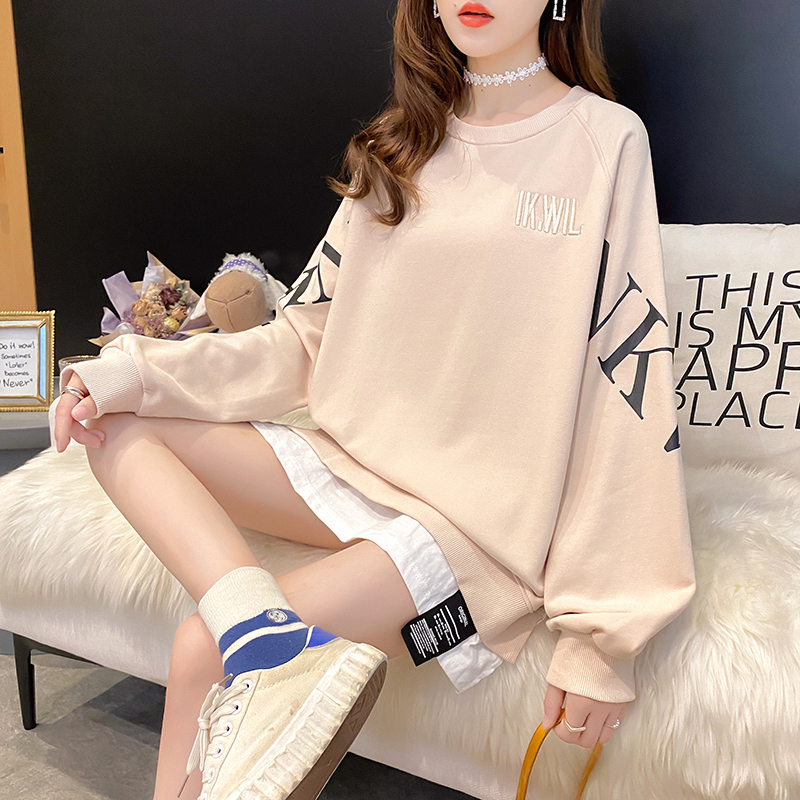 Real shot of 2020 winter wear Korean version 300 + G composite Plush thickened printing women's sweater
