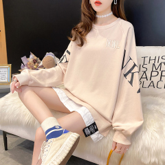 Real shot of 2020 winter wear Korean version 300 + G composite Plush thickened printing women's sweater