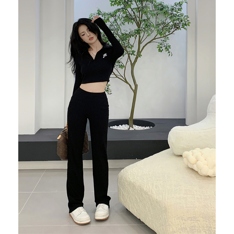 Suit Knitwear Women's Black Spice Girls V-Neck Long Sleeves