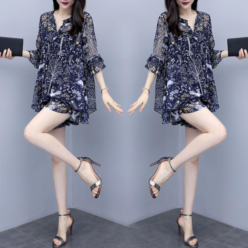 Women's Suit 2023 Summer New Korean Version Loose Covering Meat Showing Thin Chiffon Suit Temperament Casual Fashion Three-piece Suit