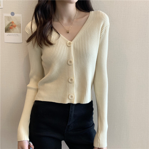 New edition of Korean style slim fit short casual button cardigan
