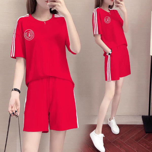 200 kg large casual sports suit women's summer new Korean loose fashion short sleeved shorts two-piece set