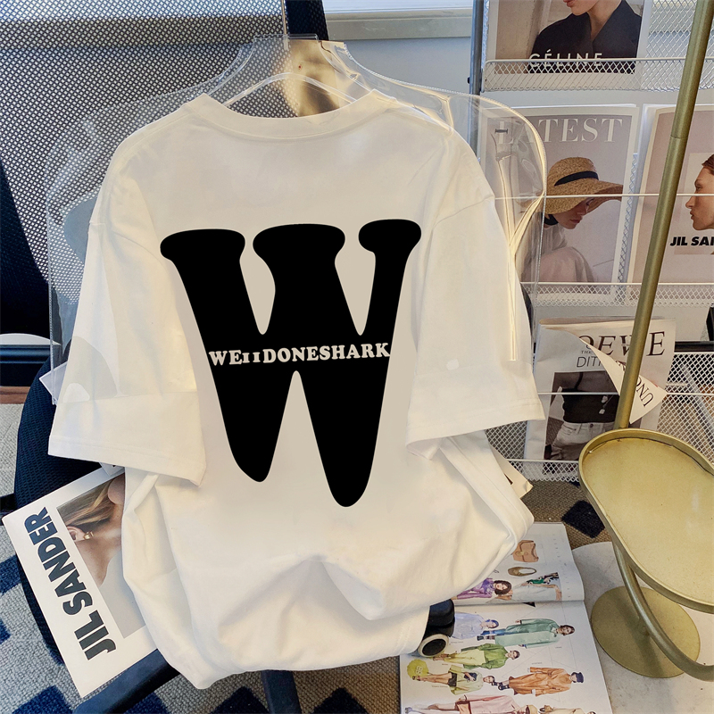 ~Pure cotton bag collar ins design niche Korean version Oversize versatile short-sleeved T-shirt for women