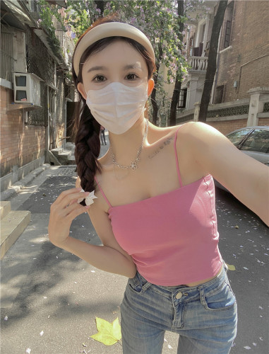 Real shot real price~Summer small camisole simple and all-match outerwear with chest pad sleeveless bottoming top